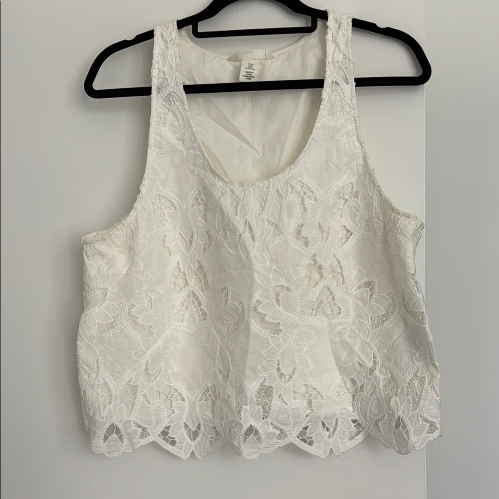 H&M White Sleeveless Crop Tank Top
